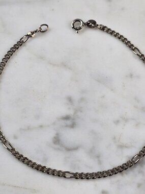Womens Vintage Estate Sterling Silver Modernist Anklet Bracelet 3.7g E6771